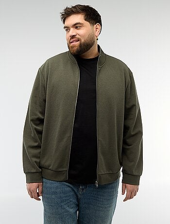 Felpa con zip e collo alto tinta unita in cotone