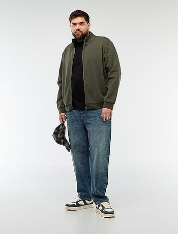 Felpa con zip e collo alto tinta unita in cotone