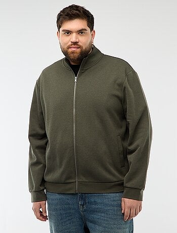 Felpa con zip e collo alto tinta unita in cotone