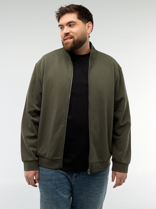 Felpa con zip e collo alto tinta unita in cotone - Kiabi