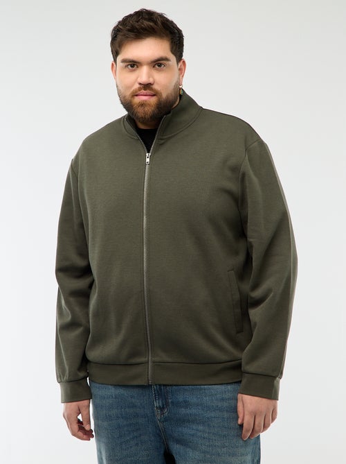 Felpa con zip e collo alto tinta unita in cotone - Kiabi