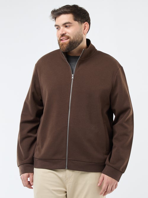 Felpa con zip e collo alto tinta unita in cotone - Kiabi Felpa con zip e collo alto tinta unita in cotone - Kiabi