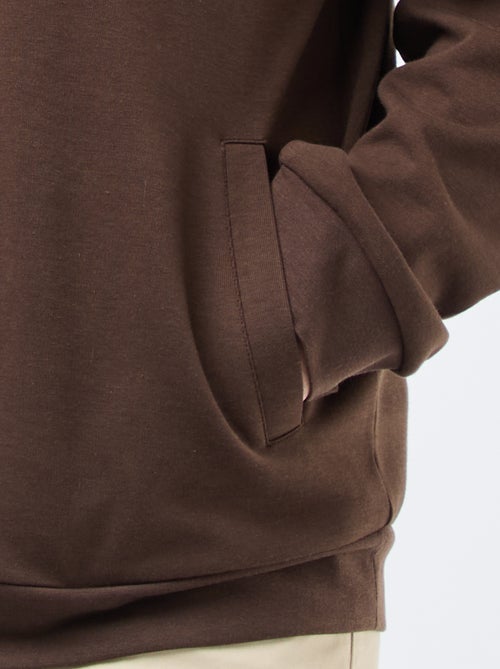 Felpa con zip e collo alto tinta unita in cotone - Kiabi Felpa con zip e collo alto tinta unita in cotone - Kiabi