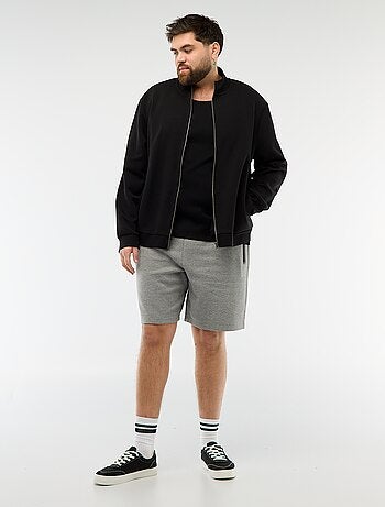 Felpa con zip e collo alto tinta unita in cotone