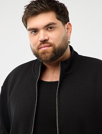 Felpa con zip e collo alto tinta unita in cotone