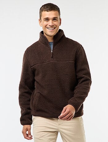 Felpa con zip e collo alto tinta unita