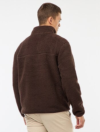 Felpa con zip e collo alto tinta unita