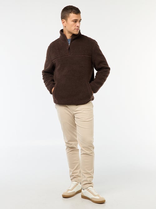 Felpa con zip e collo alto tinta unita - Kiabi