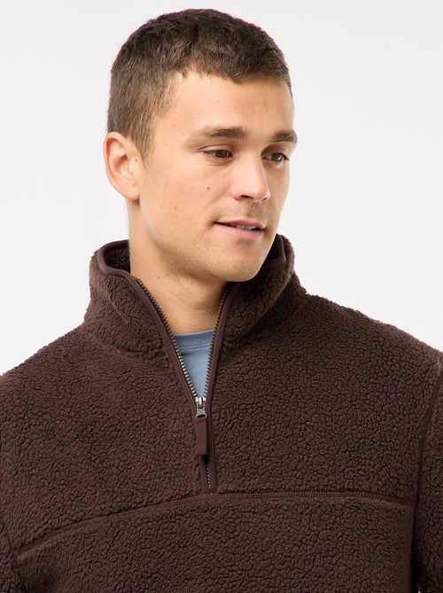 Felpa con zip e collo alto tinta unita - Kiabi