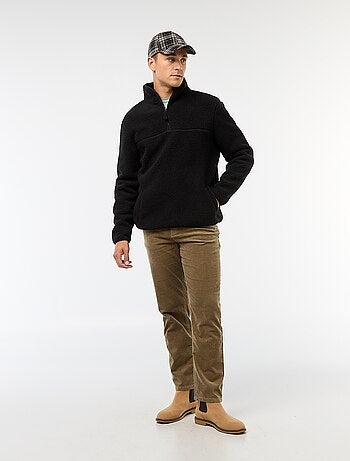 Felpa con zip e collo alto tinta unita