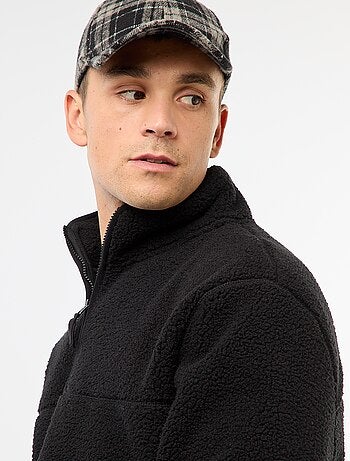 Felpa con zip e collo alto tinta unita