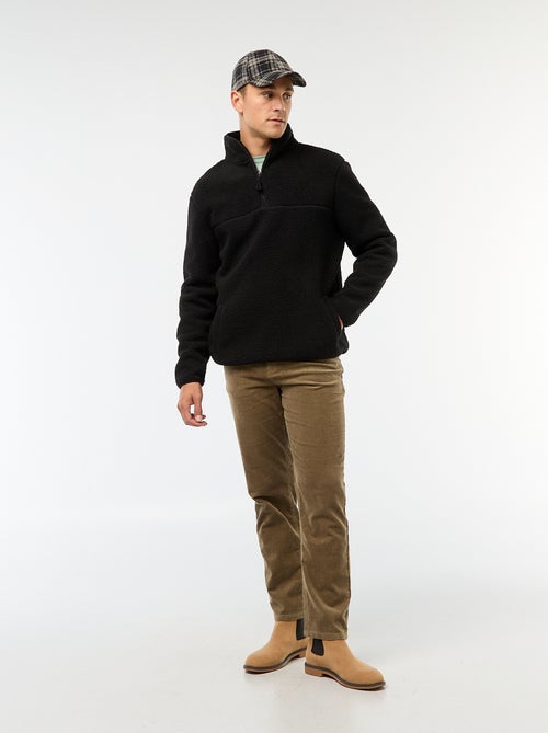 Felpa con zip e collo alto tinta unita - Kiabi