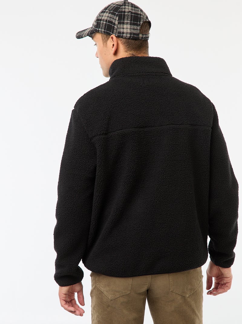 Felpa con zip e collo alto tinta unita Nero - Kiabi