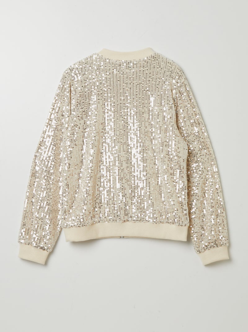 Felpa con zip e lustrini BEIGE - Kiabi