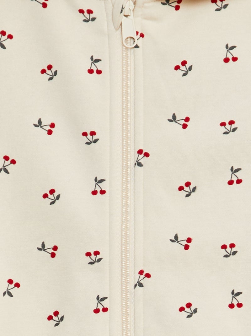 Felpa con zip e stampa BEIGE - Kiabi