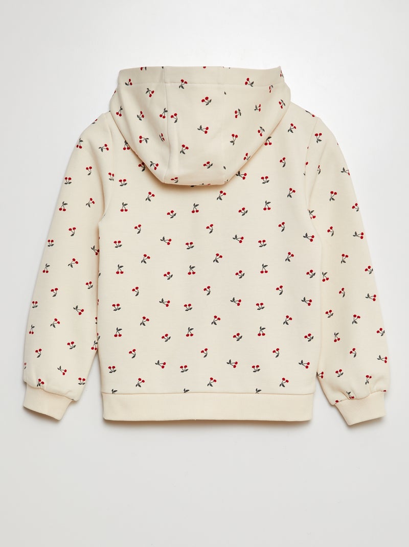 Felpa con zip e stampa BEIGE - Kiabi