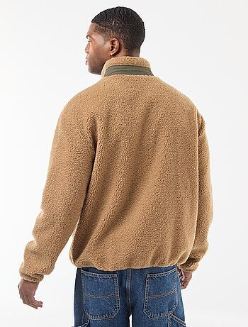 Felpa con zip effetto montone