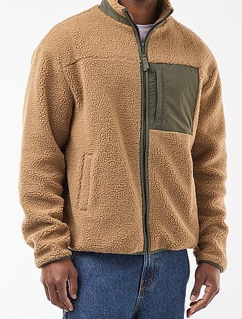 Felpa con zip effetto montone