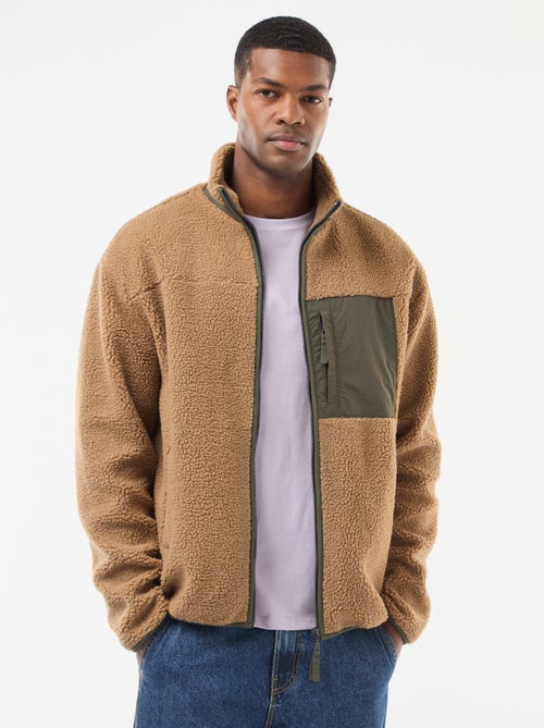 Felpa con zip effetto montone - Kiabi