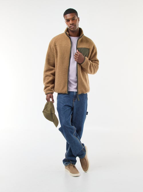 Felpa con zip effetto montone - Kiabi