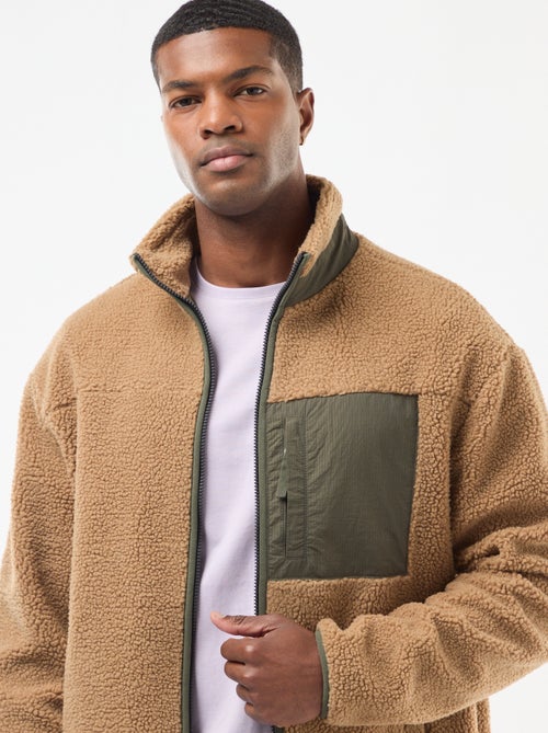 Felpa con zip effetto montone - Kiabi