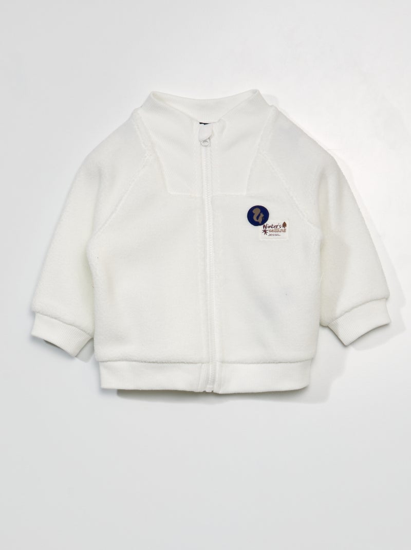 Felpa con zip effetto montone BIANCO - Kiabi