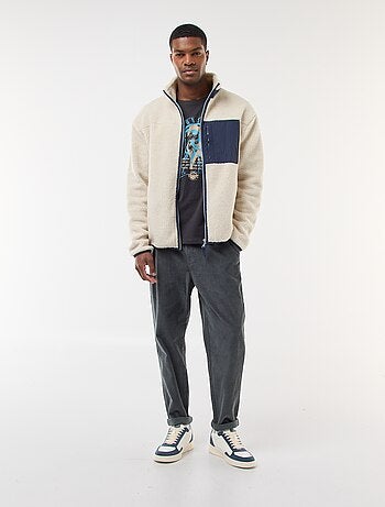 Felpa con zip effetto montone