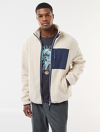 Felpa con zip effetto montone