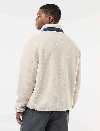 Felpa con zip effetto montone