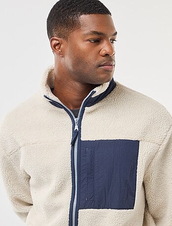 Felpa con zip effetto montone