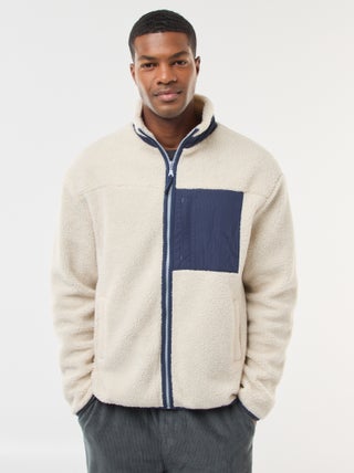 Felpa con zip effetto montone