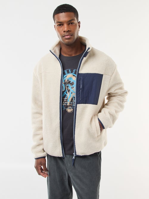 Felpa con zip effetto montone - Kiabi