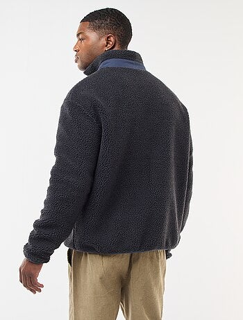 Felpa con zip effetto montone