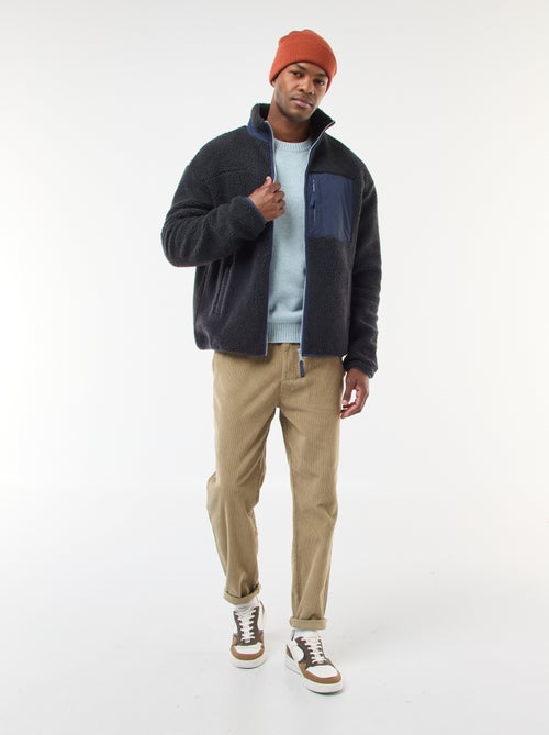 Felpa con zip effetto montone - Kiabi