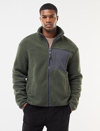 Felpa con zip effetto montone