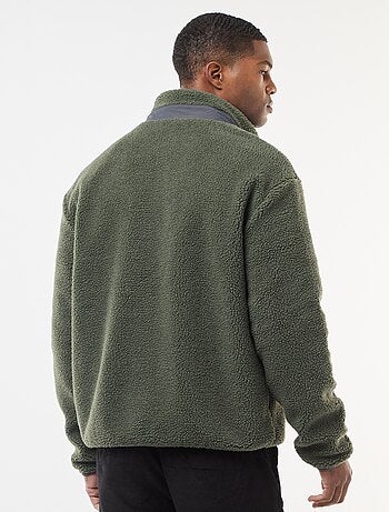 Felpa con zip effetto montone