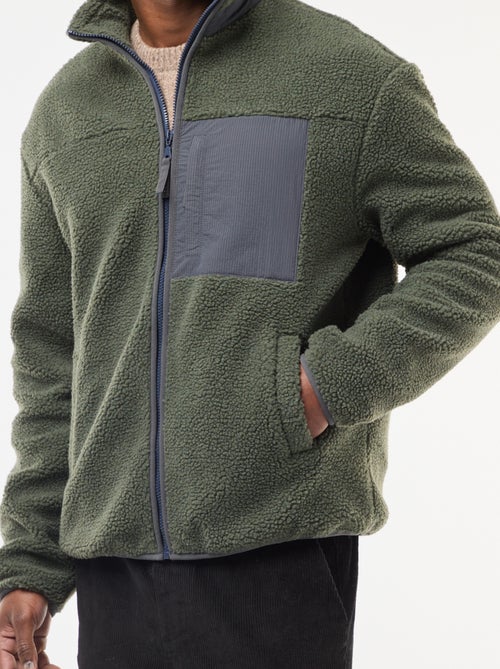 Felpa con zip effetto montone - Kiabi