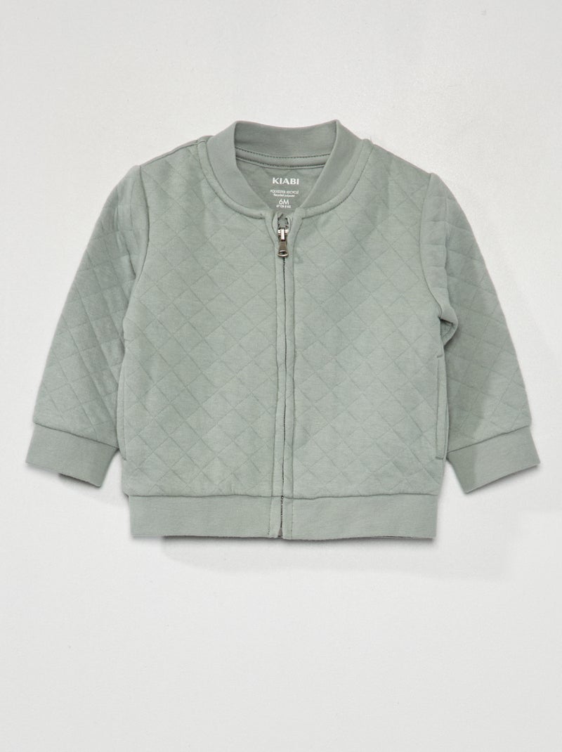 Felpa con zip effetto trapuntato blu/grigio - Kiabi