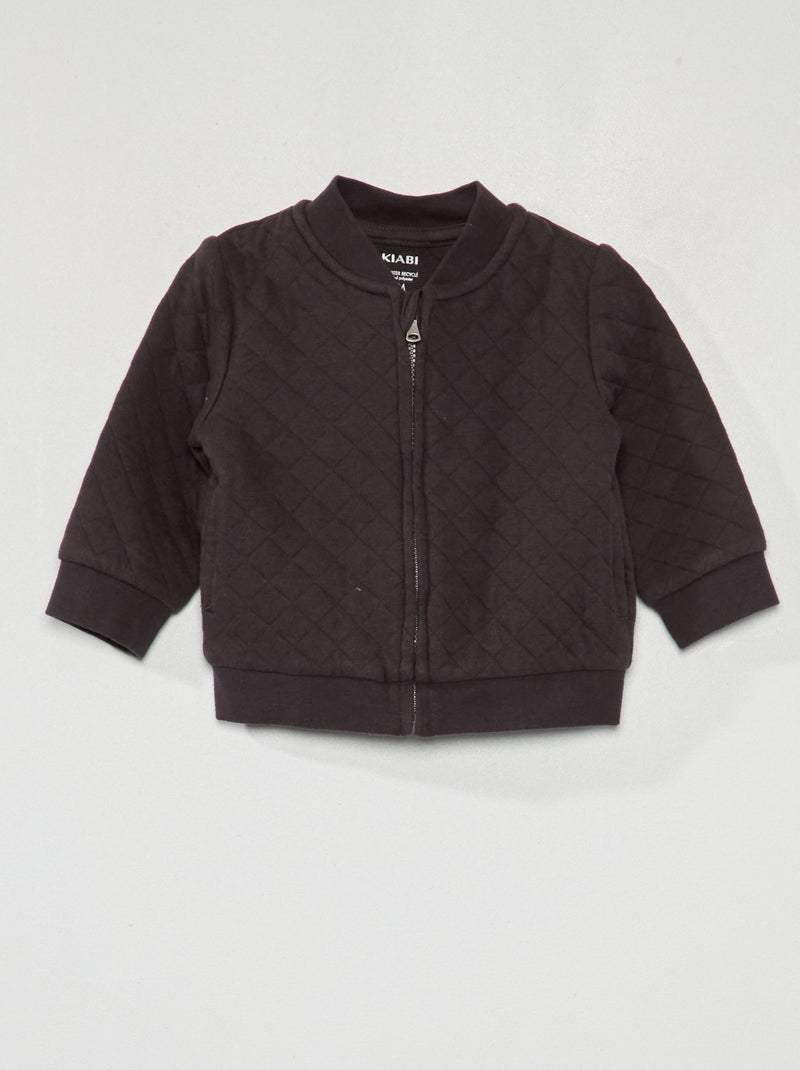 Felpa con zip effetto trapuntato grigio scuro - Kiabi