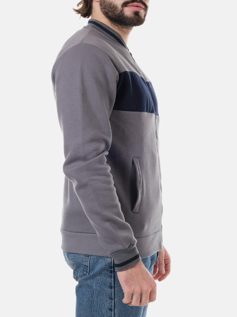 Felpa con zip Grigio - Kiabi