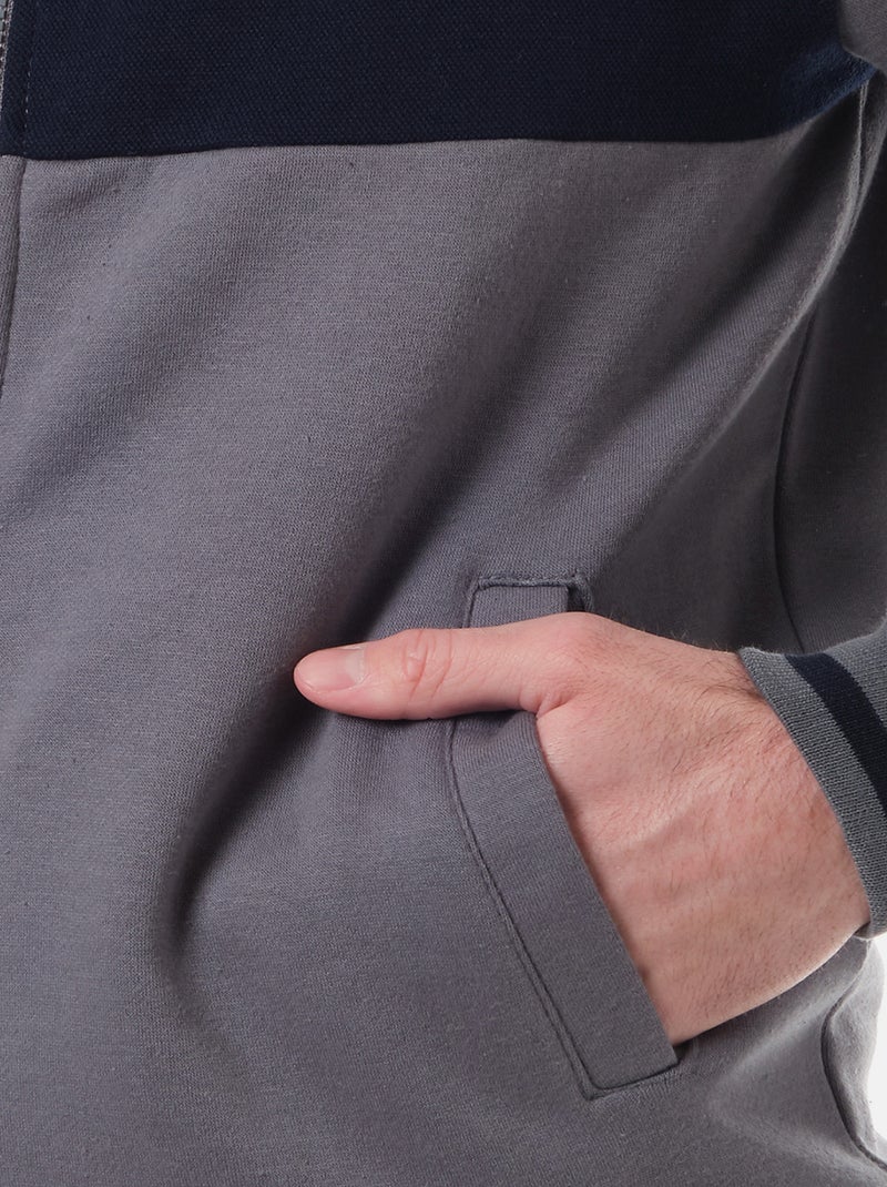 Felpa con zip Grigio - Kiabi
