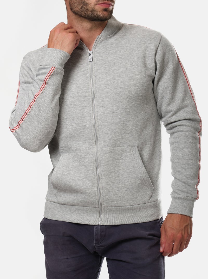 Felpa con zip Grigio - Kiabi