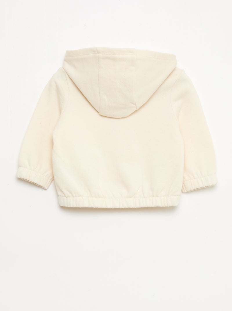 Felpa con zip in french terry Bianco - Kiabi