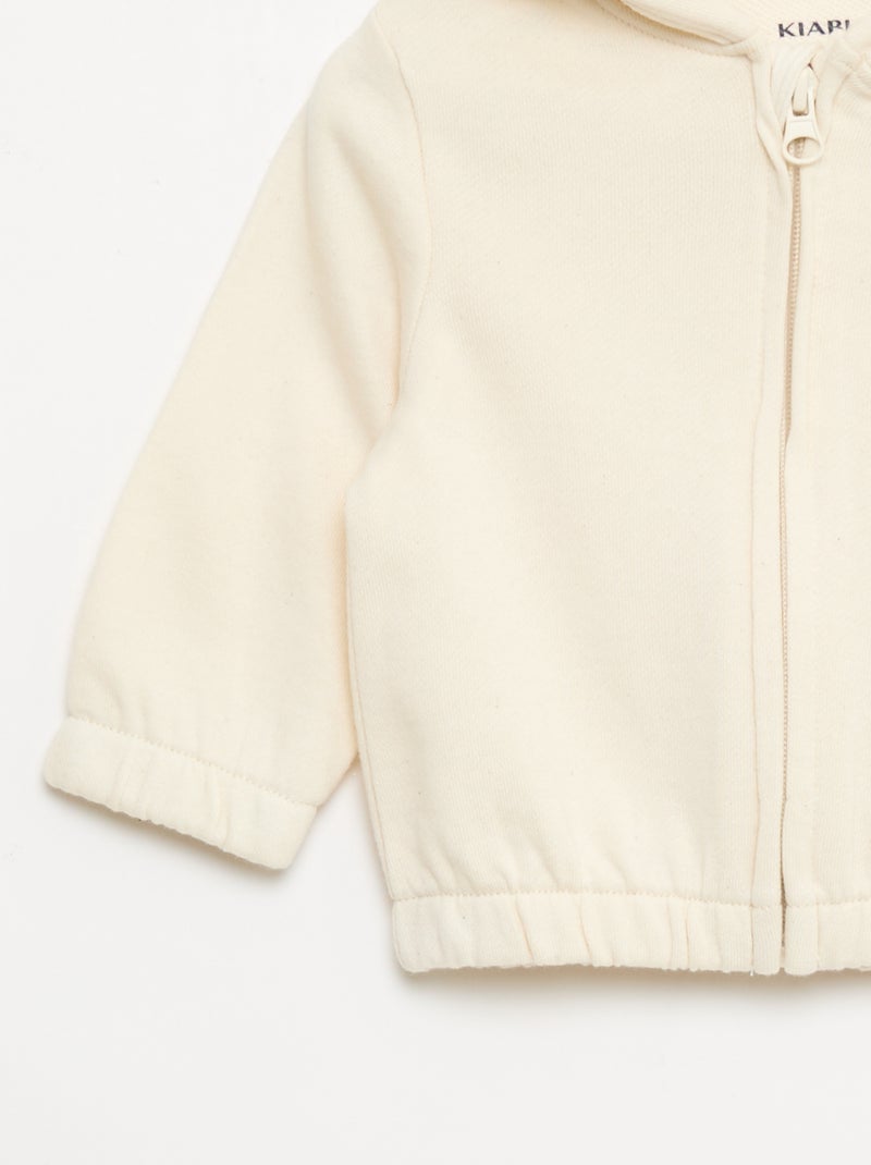 Felpa con zip in french terry Bianco - Kiabi