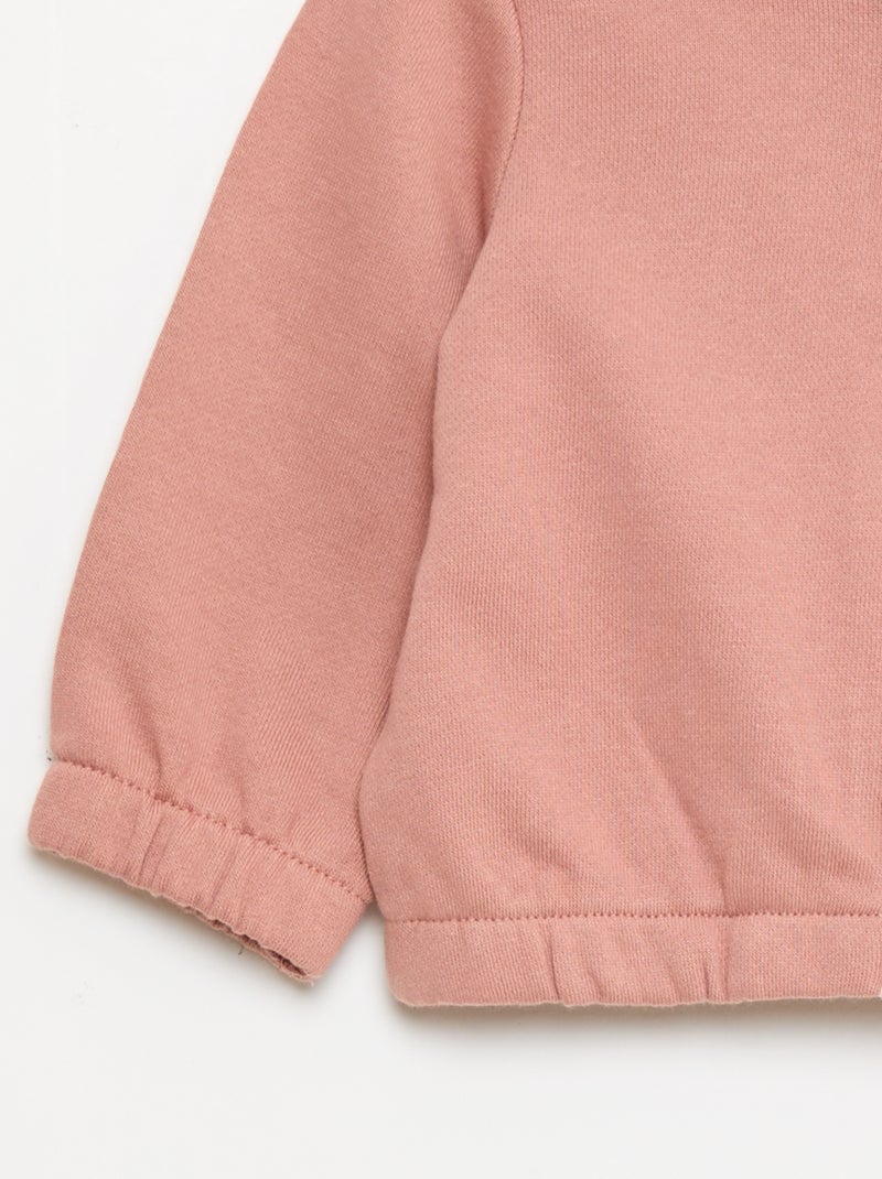 Felpa con zip in french terry Rosa - Kiabi