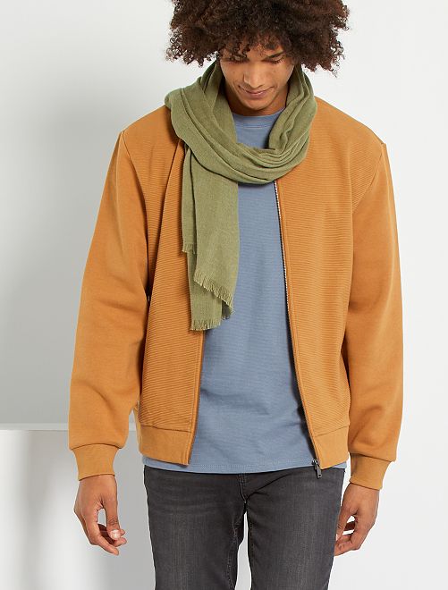 Felpa con zip in maglia ottoman - BEIGE - Kiabi - 17.00€