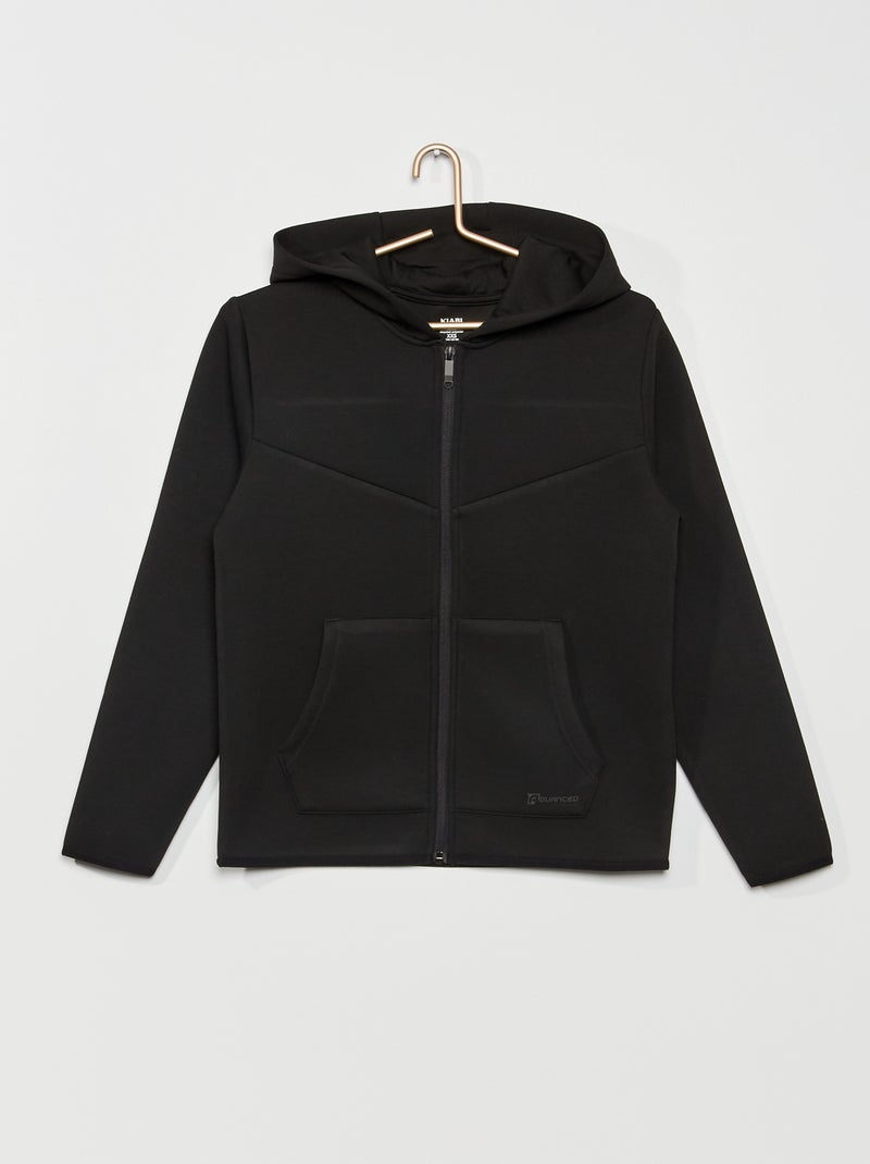 Felpa con zip in neoprene con cappuccio NERO - Kiabi