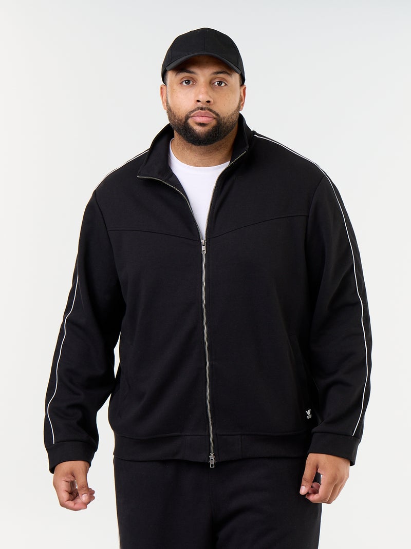 Felpa con zip in pile leggero Nero - Kiabi