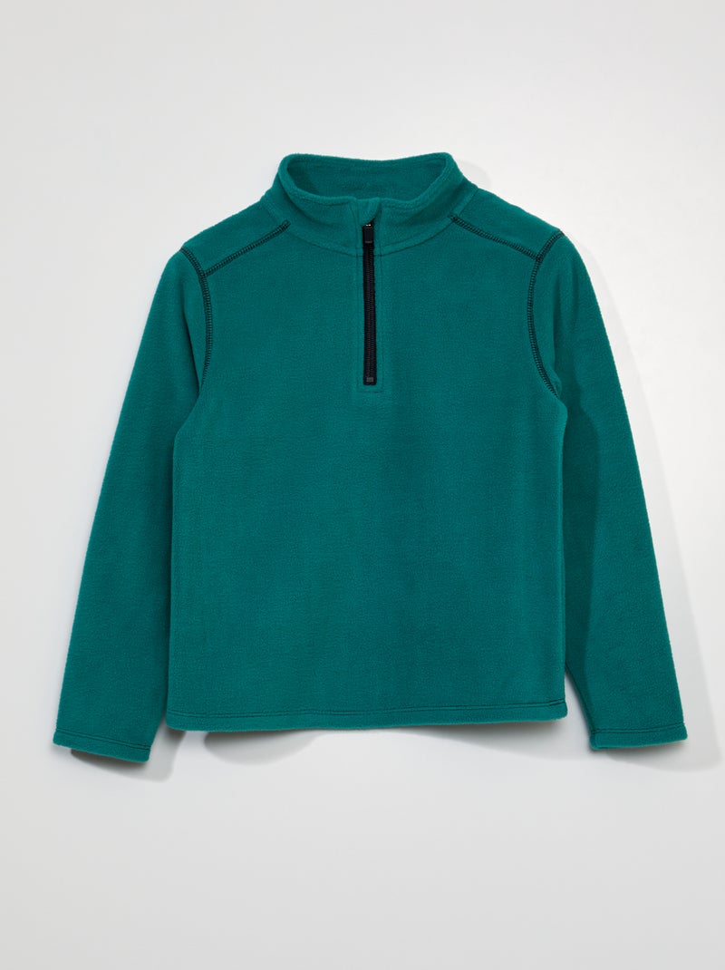 Felpa con zip in pile VERDE - Kiabi