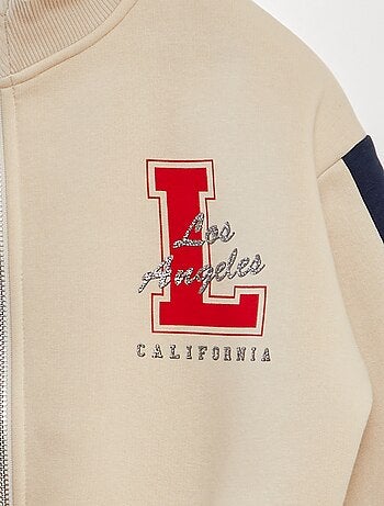 Felpa con zip in stile college americano